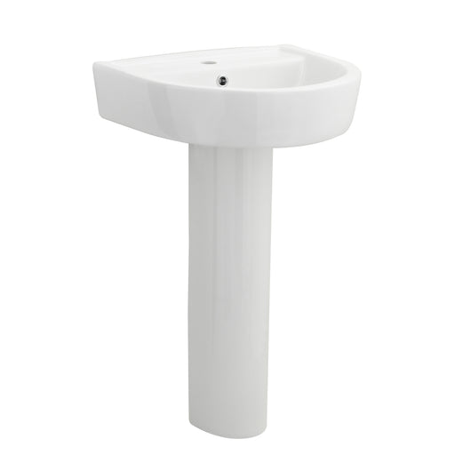 Nuie Provost 520mm 1 tap hole ceramic basin and full pedestal in white