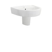 Nuie Provost 520mm 1 tap hole ceramic basin and semi pedestal in white