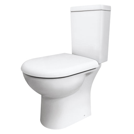 Nuie Provost short projection close coupled toilet pan and cistern in white