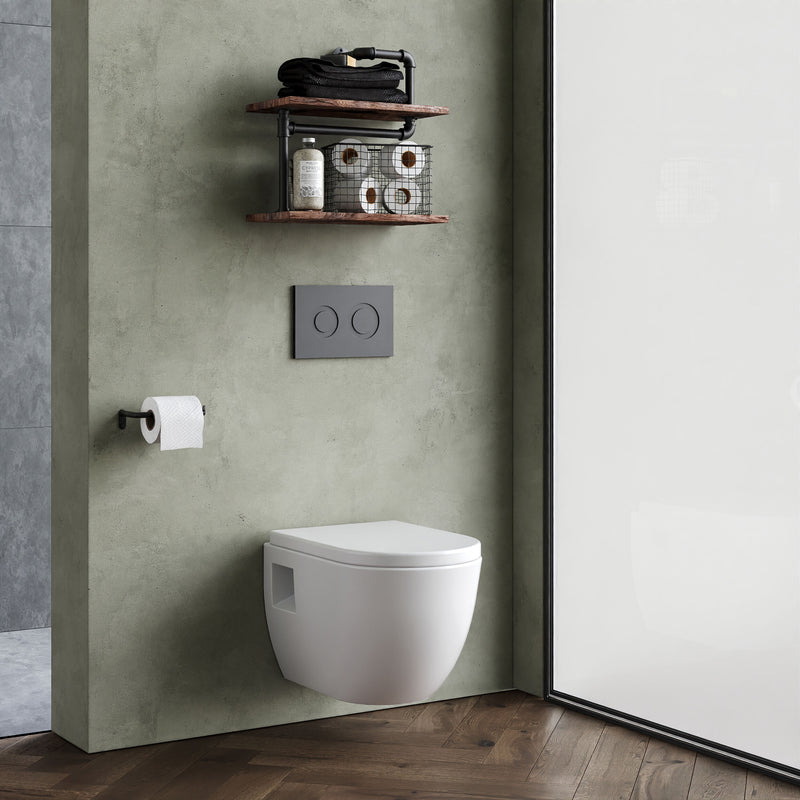 Nuie Provost wall hung toilet pan fitted above clear floor space