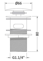 Nuie Push Button Basin Waste Chrome (E328) line drawing