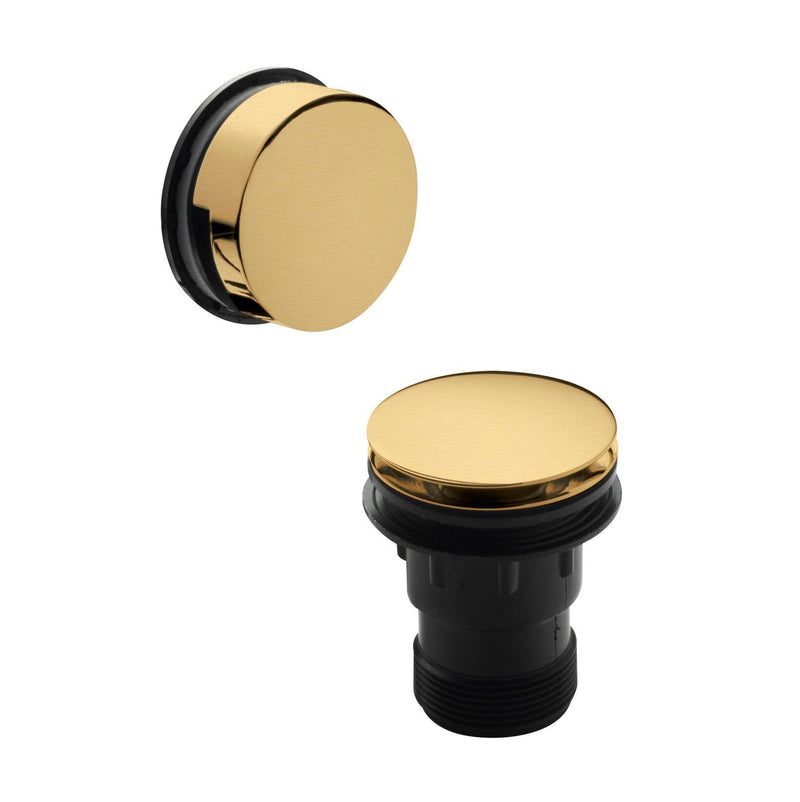 Nuie Push Button Bath Waste with Overflow - Brushed Brass