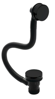 Nuie Push Button Bath Waste with Overflow - Matt Black