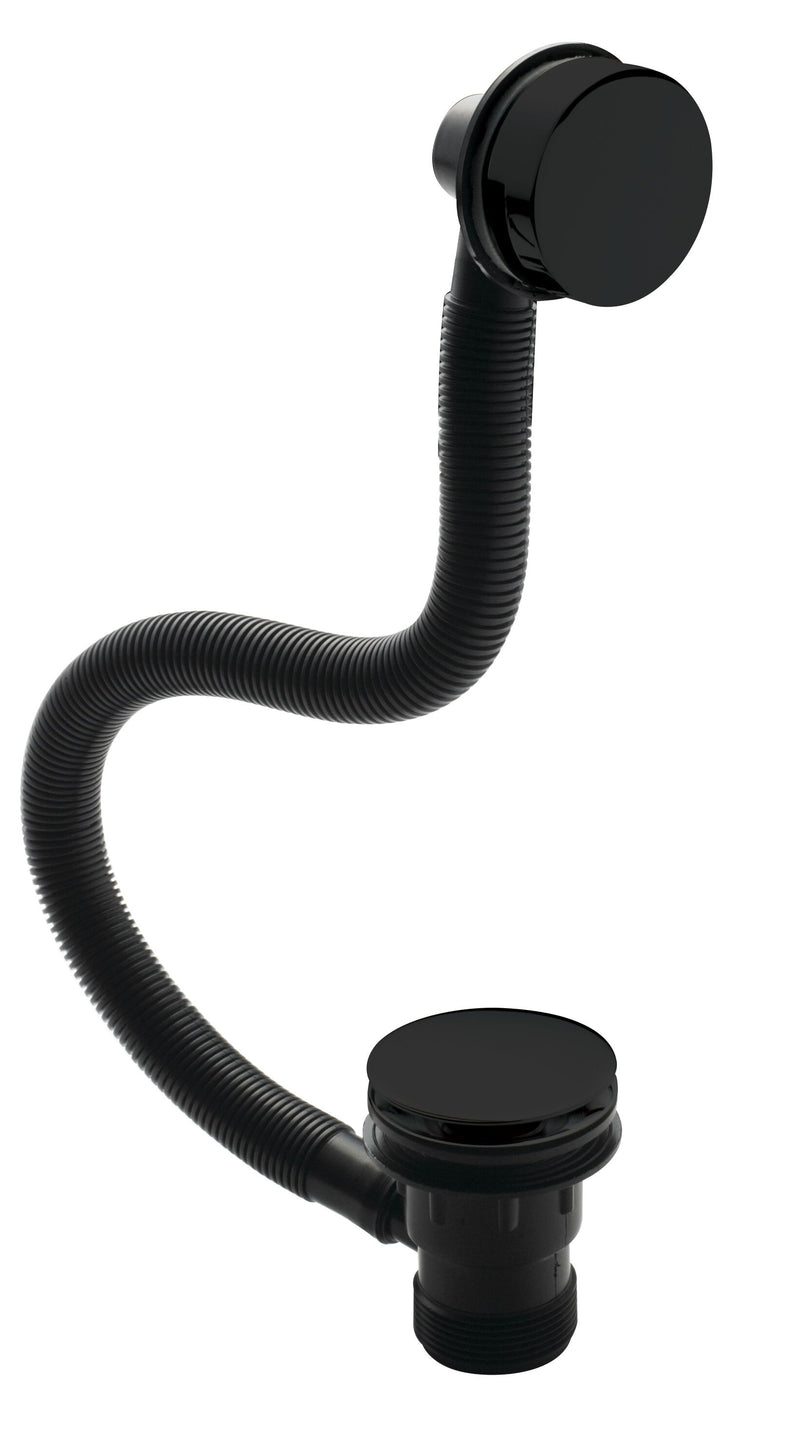Nuie Push Button Bath Waste with Overflow - Matt Black