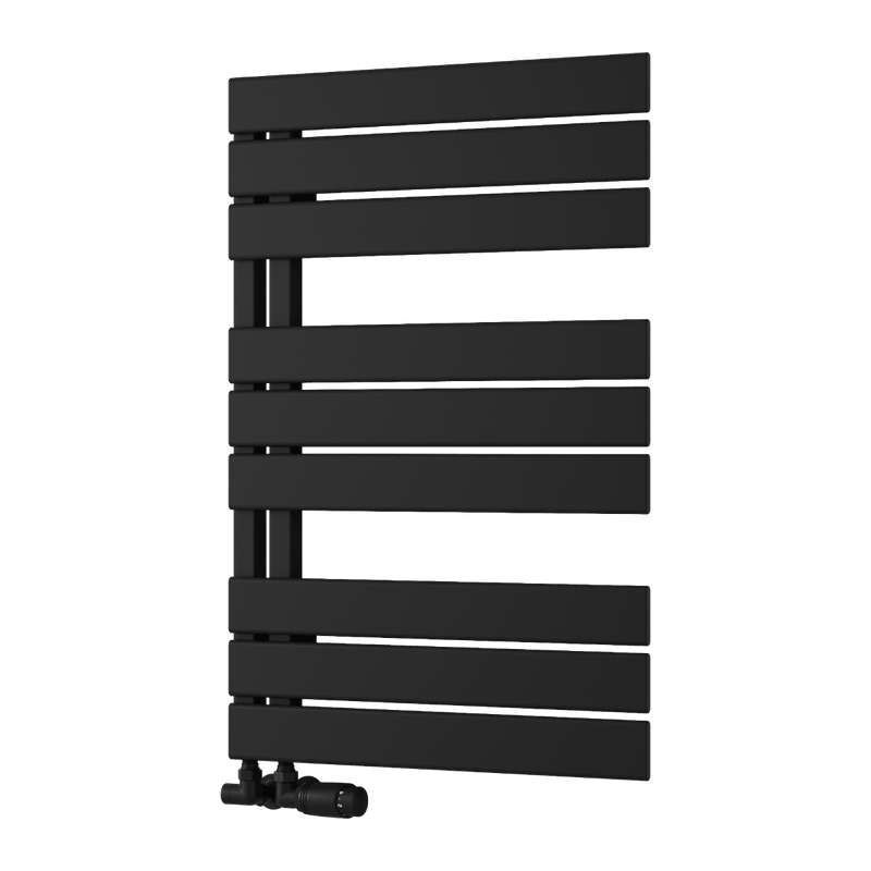 Nuie Reina Pettino Black 823 x 550mm vertical heated towel rail