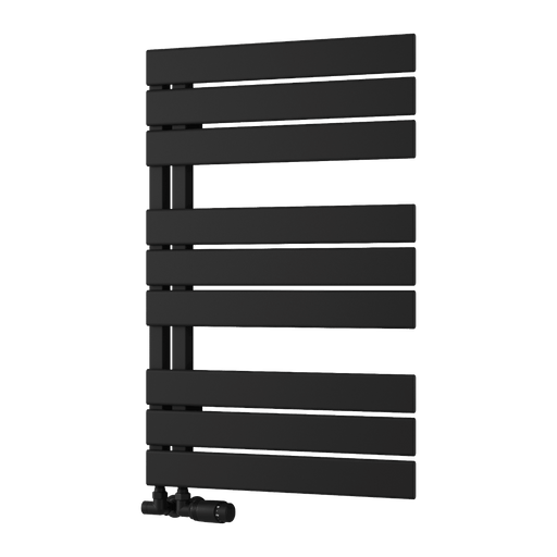 Nuie Reina Pettino Black 823 x 550mm vertical heated towel rail