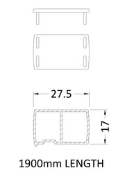 Nuie Rene 1900mm Profile Extension Kit line drawing
