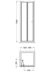Nuie Rene Bi-Fold Shower Door (All Sizes) line drawing