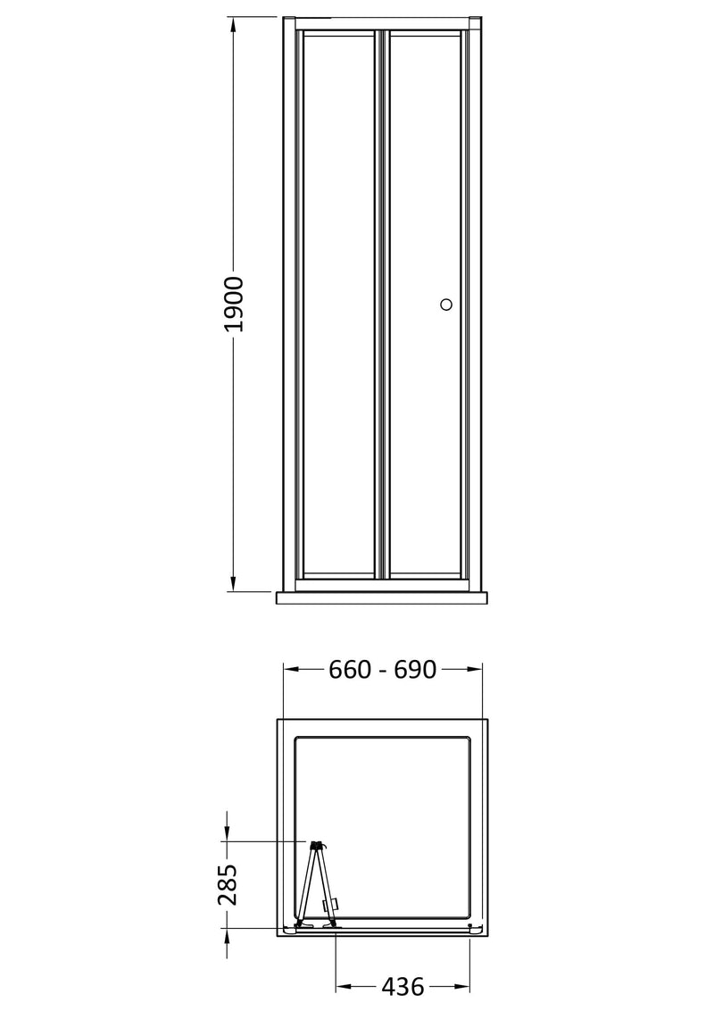 Nuie Rene Bi-Fold Shower Door (All Sizes) line drawing