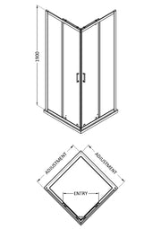Nuie Rene Corner Entry Shower Enclosure (All Sizes) line drawing