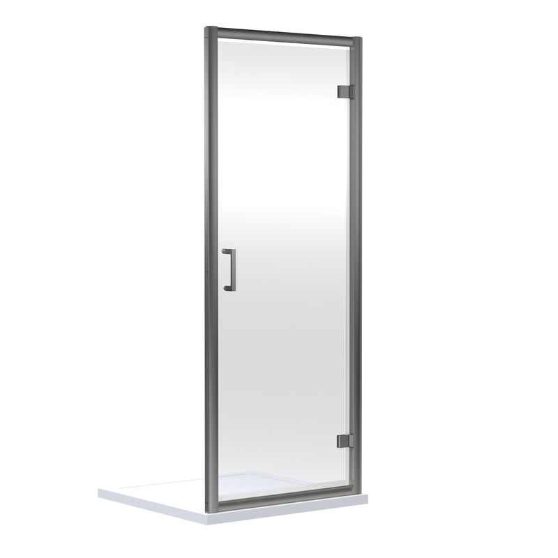 Nuie Rene Hinged Shower Door 700mm - Brushed Pewter
