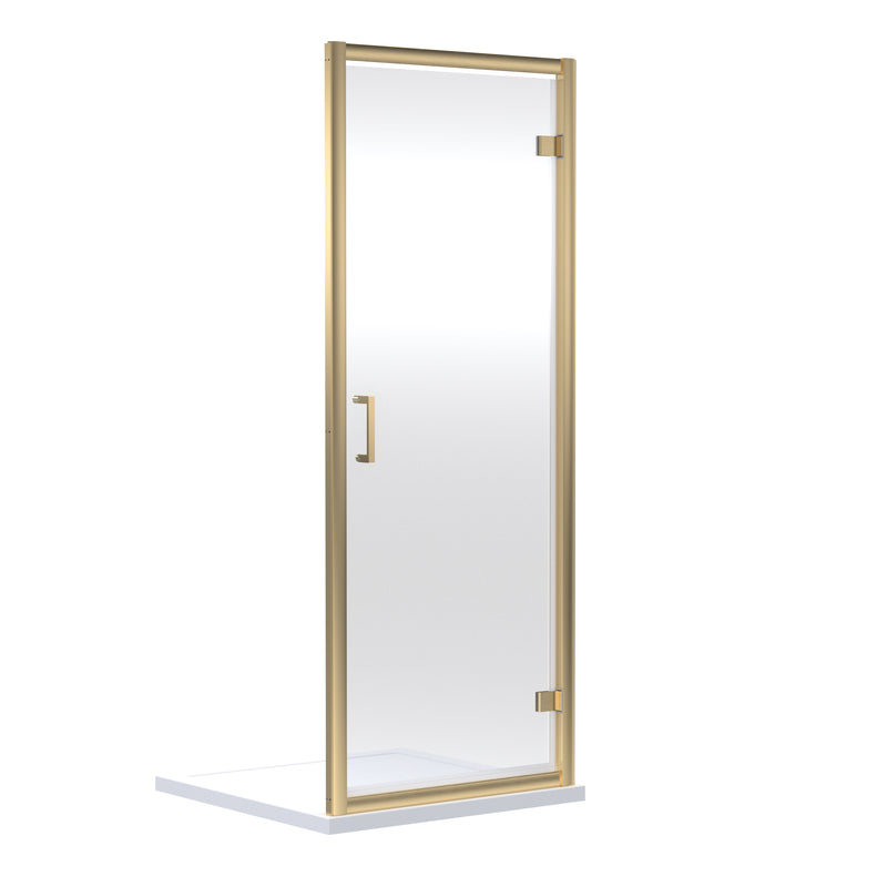 Nuie Rene Hinged Shower Door 800mm - Brushed Brass