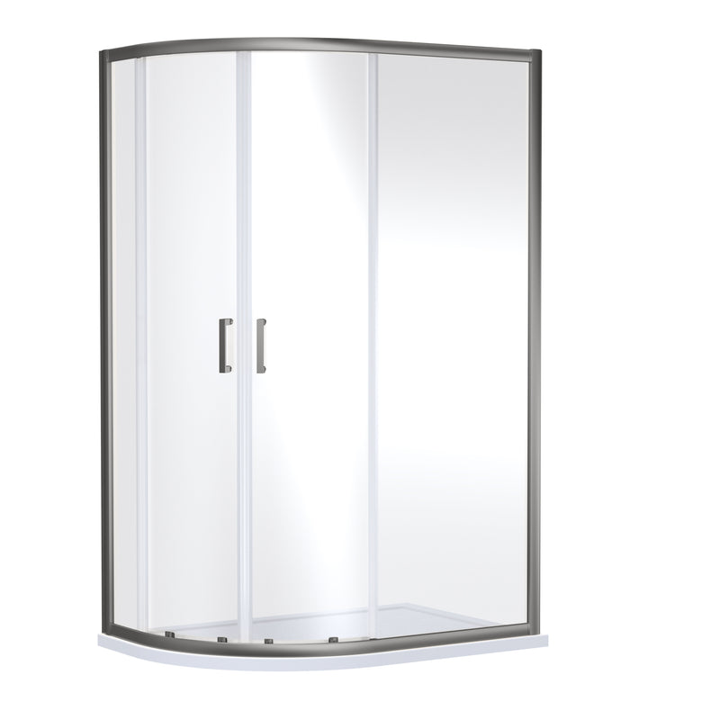 Nuie Rene Offset Quadrant Shower Enclosure 1200 x 900mm - Brushed Pewter