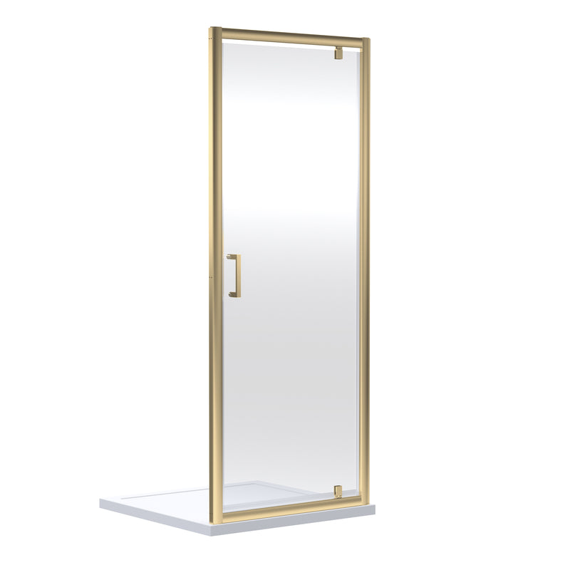 Nuie Rene Pivot Shower Door 900mm - Brushed Brass