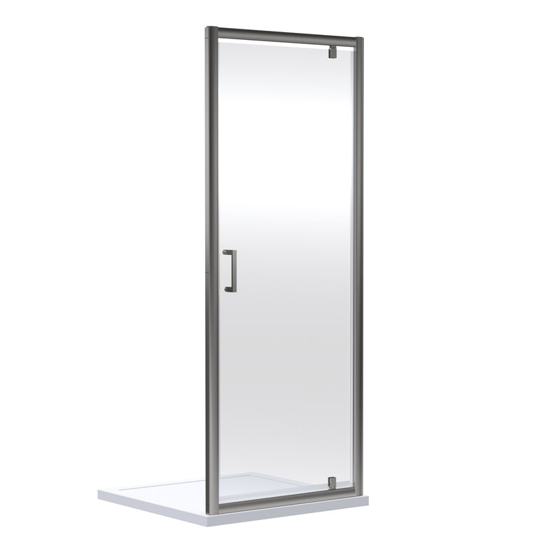 Nuie Rene Pivot Shower Door 900mm - Brushed Pewter