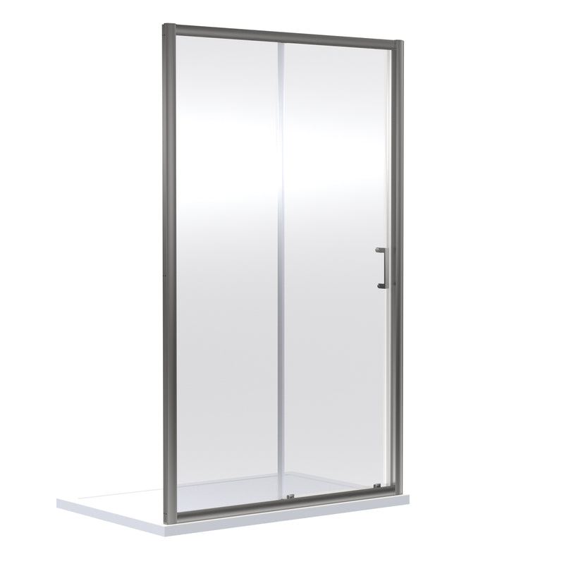 Nuie Rene Sliding Shower Door 1600mm - Brushed Pewter