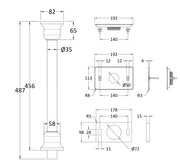 Nuie Richmond Mid Level Flush Pipe Kit Chrome (FA305) line drawing