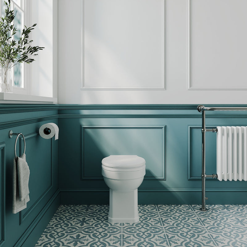 Nuie Richmond traditional back to wall toilet pan in a period style bathroom