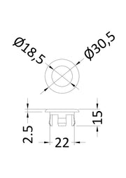 Nuie Round Basin Overflow Cover line drawing