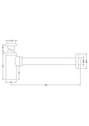 Nuie Round Bottle Trap with 300mm Extension line drawing