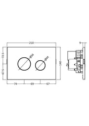 Nuie Round Dual Flush Push Button line drawing