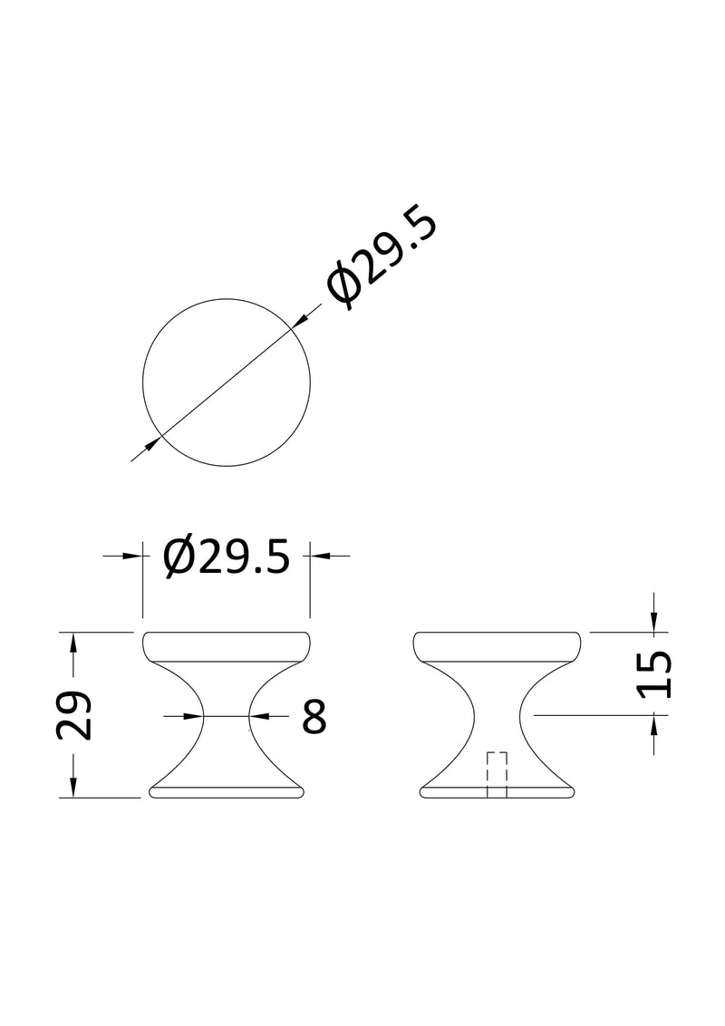 Nuie Round Furniture Knob line drawing