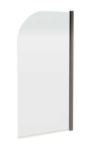 Nuie Round Top Hinged Bath Screen - Brushed Pewter