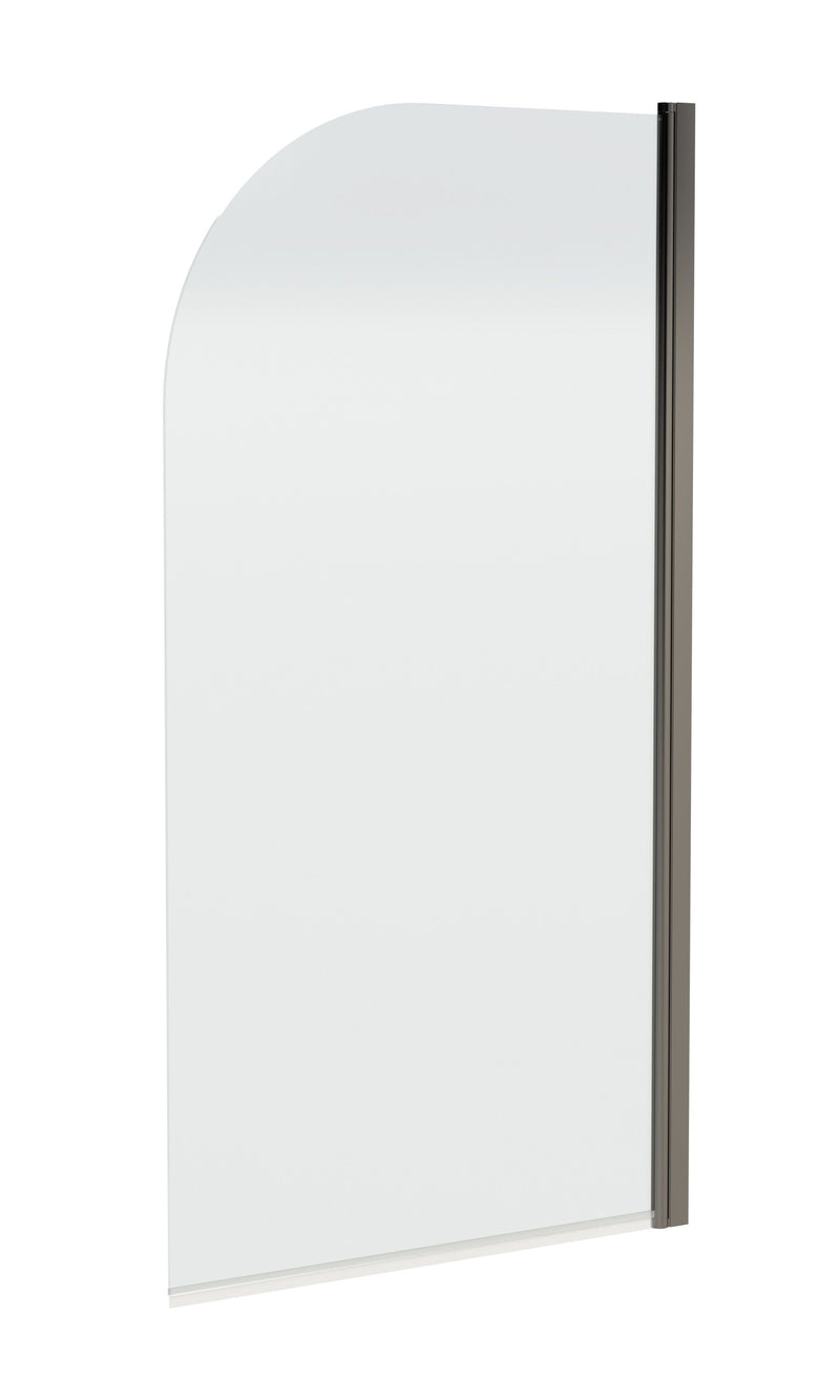 Nuie Round Top Hinged Bath Screen - Brushed Pewter