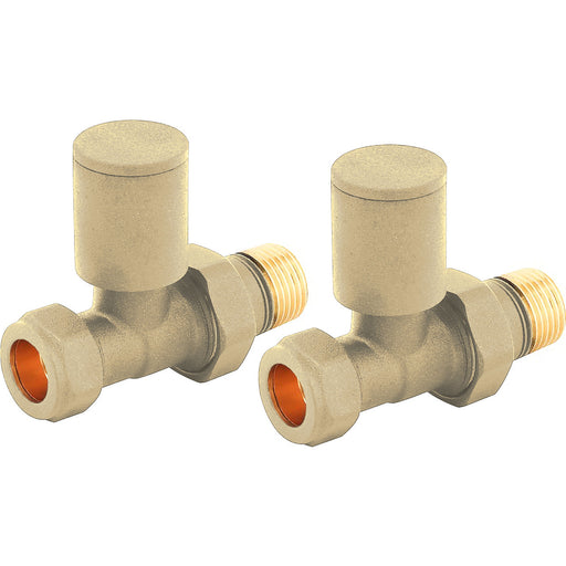 Nuie Choice Brushed Brass Straight Radiator Valves — RV803