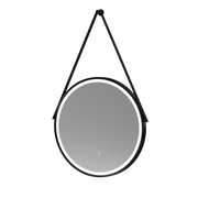 Nuie Salana 600mm Black round LED touch sensor mirror with strap