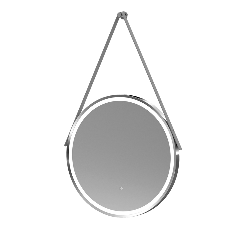 Nuie Salana 600mm Chrome round LED touch sensor mirror with strap