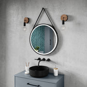 Nuie Salana 600mm round LED touch sensor mirror in a modern bathroom