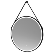 Nuie Salana 800mm Black round LED touch sensor mirror with strap