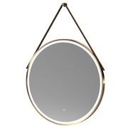 Nuie Salana 800mm Brushed Brass round LED touch sensor mirror with strap