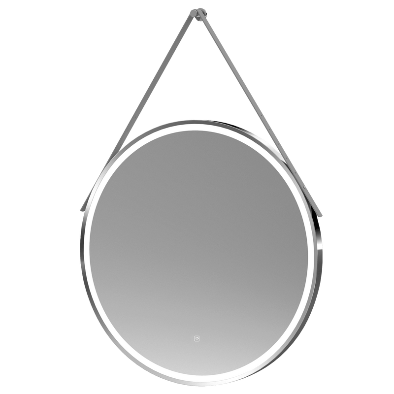 Nuie Salana 800mm Chrome round LED touch sensor mirror with strap