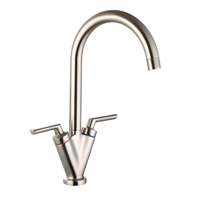 Nuie Sarani Compact Two Handle Kitchen Mixer Tap in Brushed Nickel (KSU605DL)