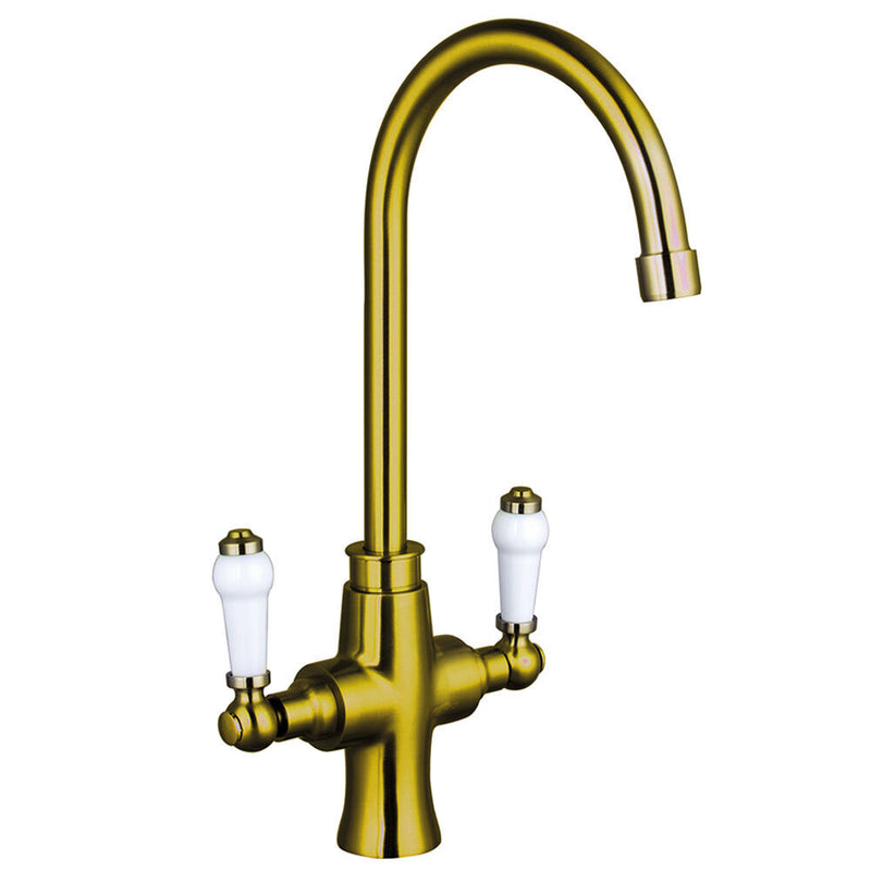Nuie Sarani Two Handle Kitchen Mixer Tap in Brushed Gold (KSN1605DL)
