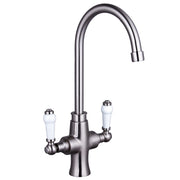 Nuie Sarani Two Handle Kitchen Mixer Tap in Brushed Nickel (KSN605DL)