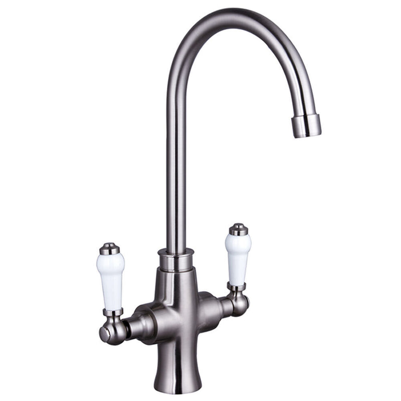 Nuie Sarani Two Handle Kitchen Mixer Tap in Brushed Nickel (KSN605DL)