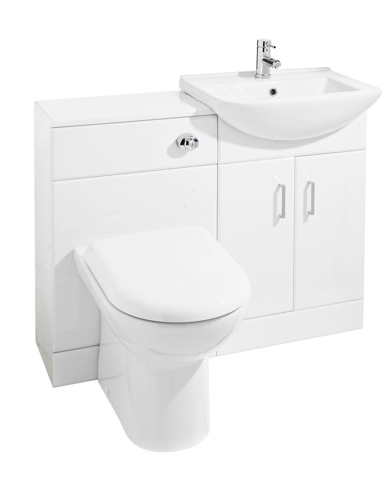 Nuie Saturn 1050mm Floor Standing Vanity Unit with Square Basin Gloss White (FMD001)