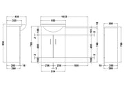 Nuie Saturn Furniture Pack with Round Basin Gloss White (SAT001) line drawing
