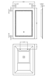 Nuie Sculptor 500x700mm LED touch sensor mirror dimensions diagram