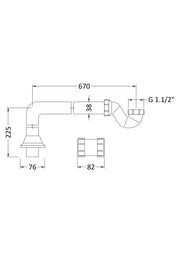 Nuie Shallow Seal Bath Trap Chrome (EA366) line drawing