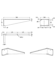 Nuie Shelf Support Brackets Dark Grey (154048SB) line drawing