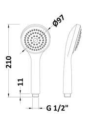 Nuie Shower Handset Kit Chrome (HO302) line drawing