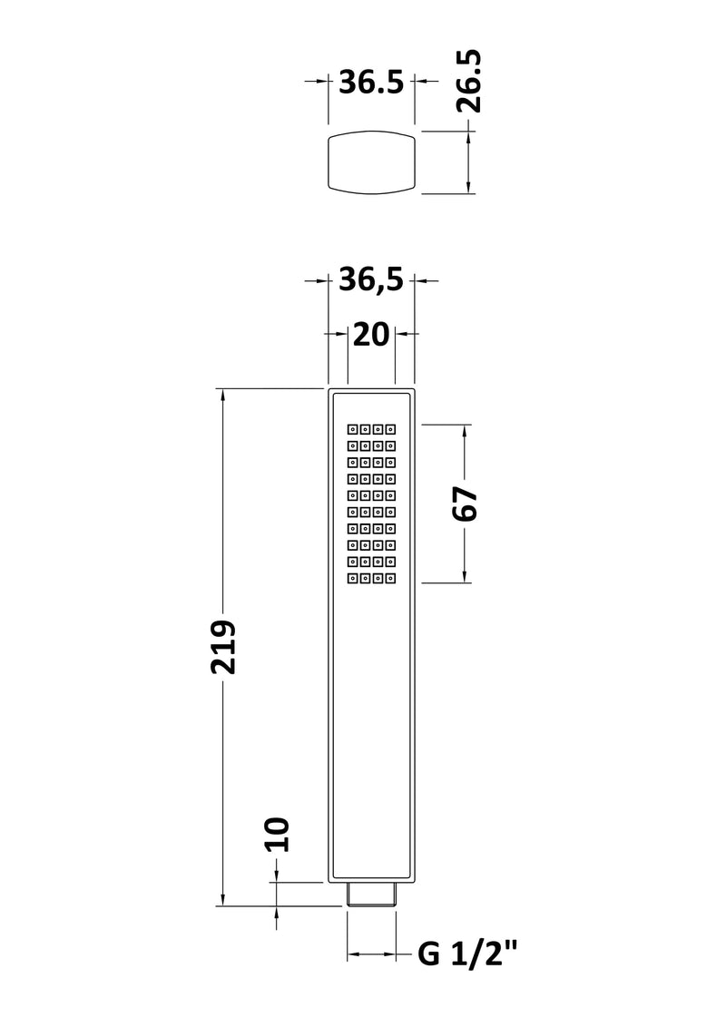 Nuie Shower Handset Kit Chrome (HO306) line drawing