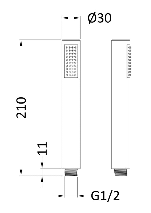 Nuie Shower Handset Kit Chrome (HO307) line drawing