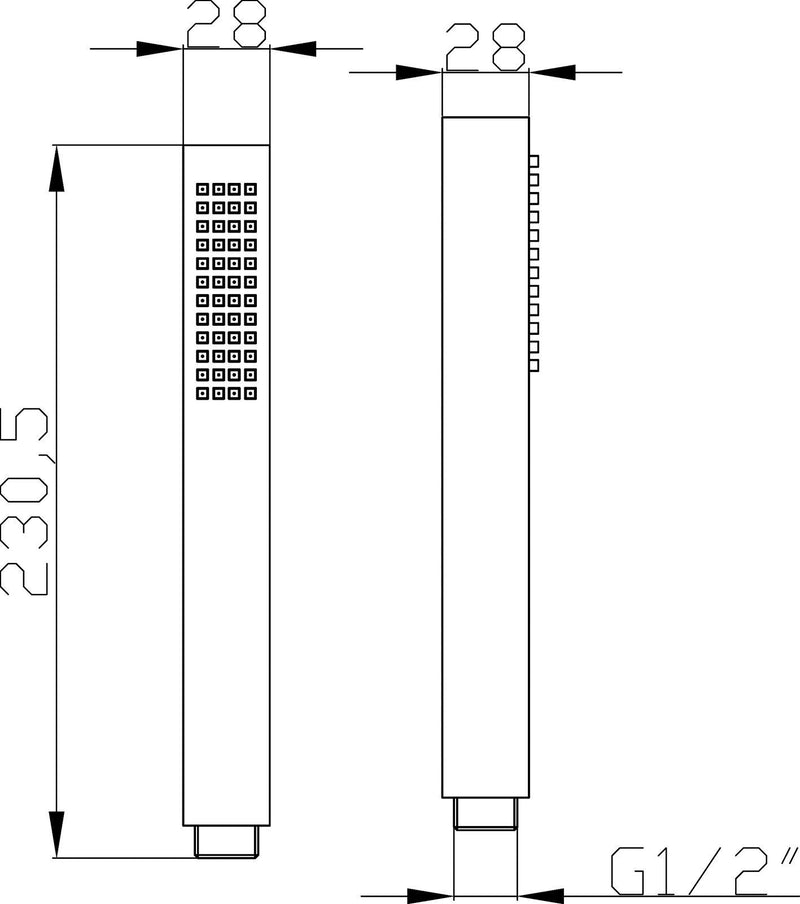 Nuie Shower Handset Kit Chrome (HO310) line drawing