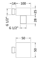 Nuie Shower Outlet Elbow Chrome (A3245) line drawing