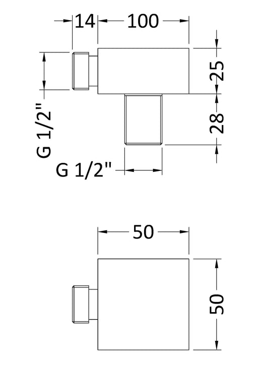 Nuie Shower Outlet Elbow Chrome (A3245) line drawing